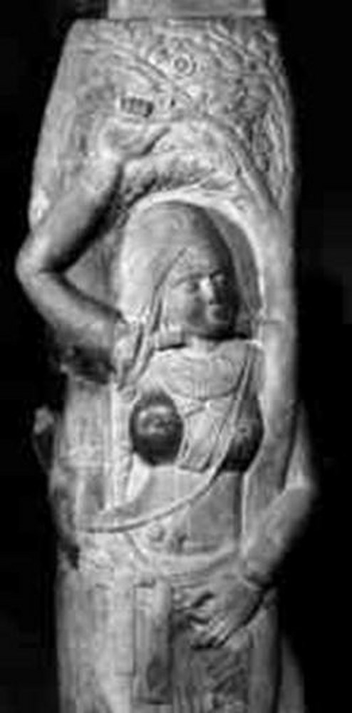 Vedika pillar with relief of Yaksini Candra, Bharhut stupa, ca. 100-80 BCE, 100 BCE - 80 BCE
