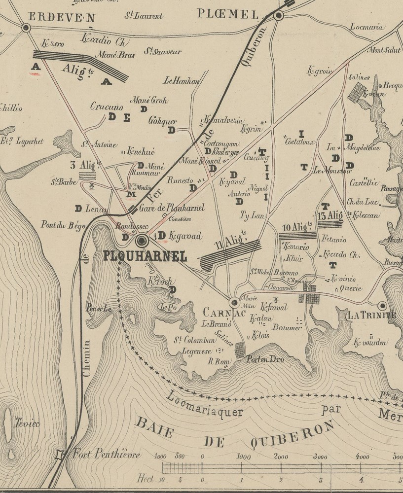 Cartes, plans et albums de la Commission des Monuments mégalithiques (extrait) / J. Hildebrand, XIX, encre sur papier | bs. Bibliothèque nationale de France